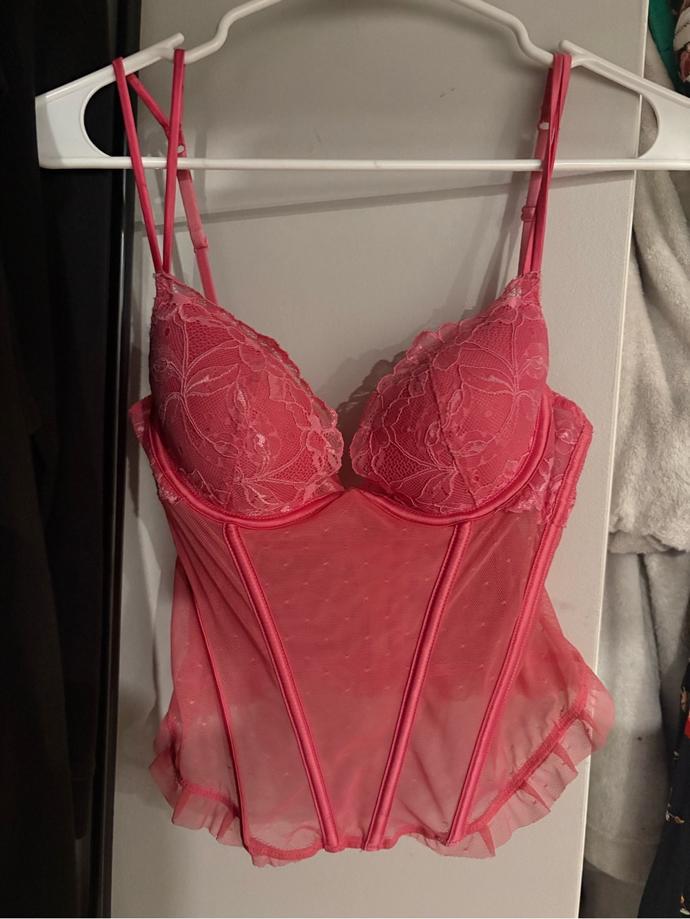 La SENZA Hot Pink Lace & Mesh Bustier Camisole
